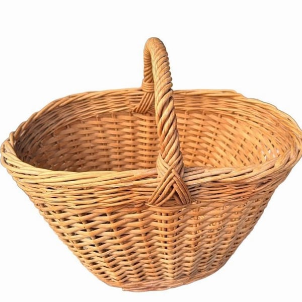 Handmade Wicker Storage Picnic Basket with Handle cottage core grandma core