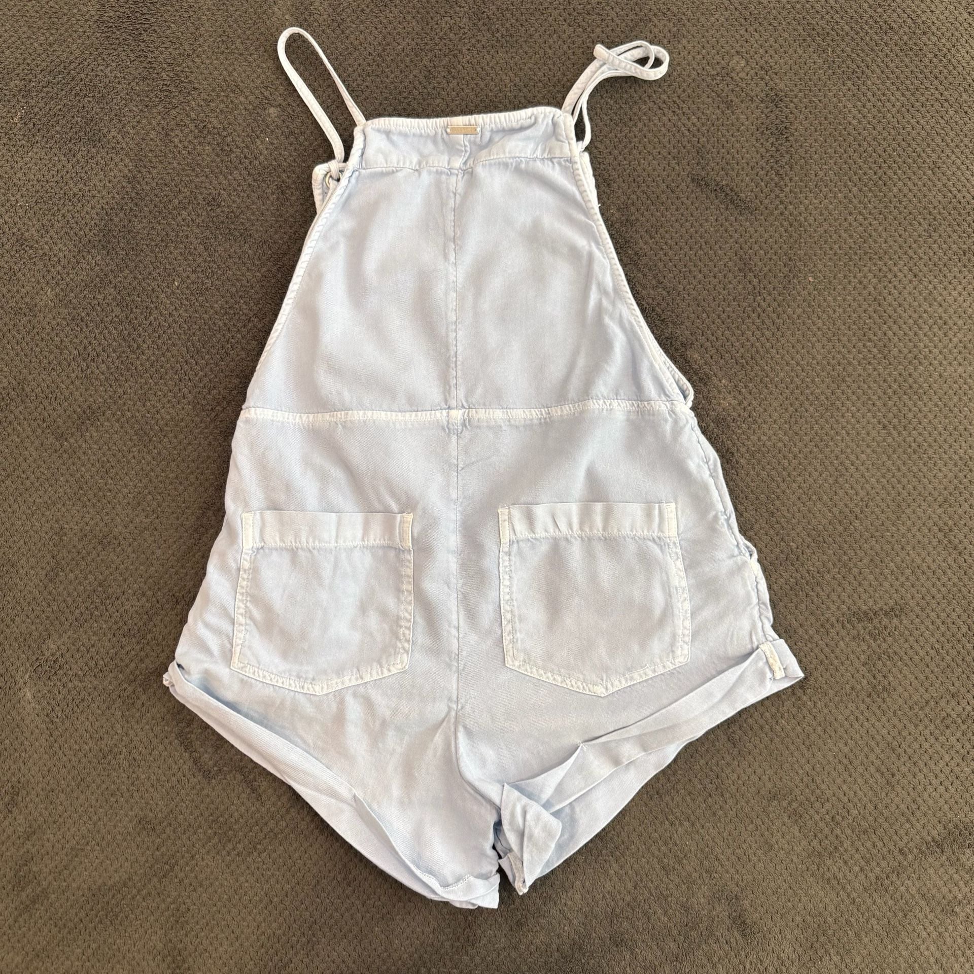 Billabong Wild Pursuit Romper Size S Light Blue Cotton Twill Short Overalls 7