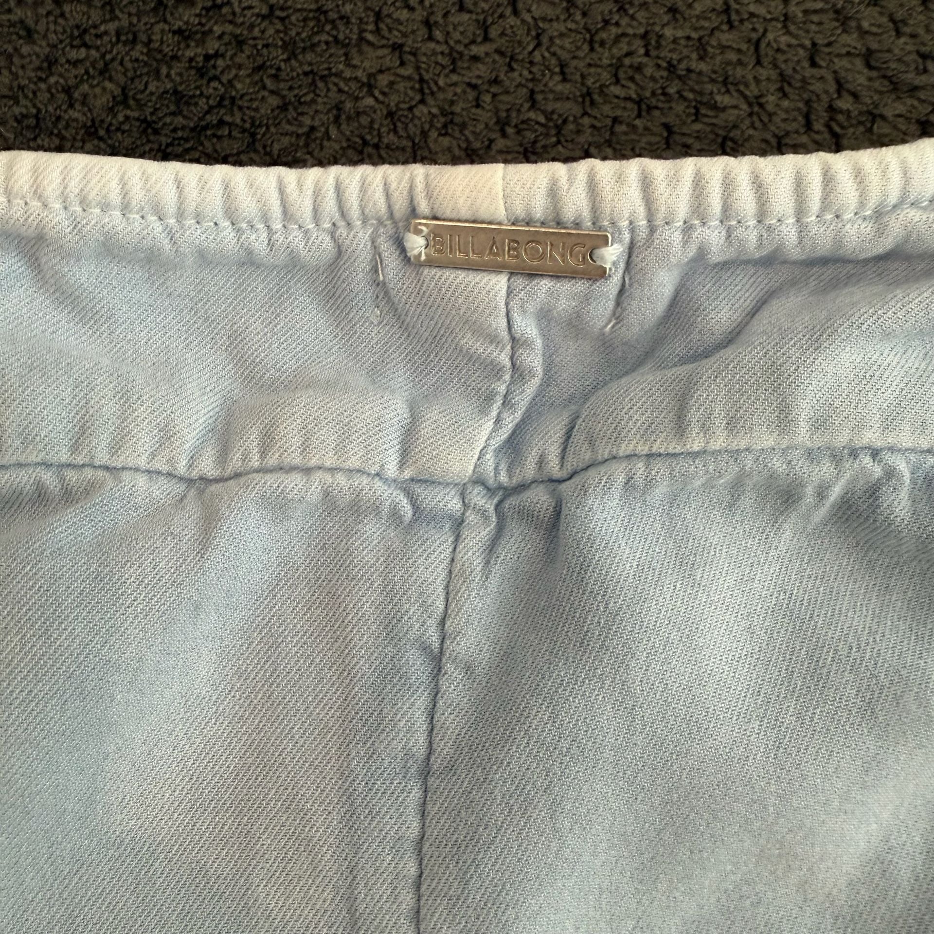 Billabong Wild Pursuit Romper Size S Light Blue Cotton Twill Short Overalls 8