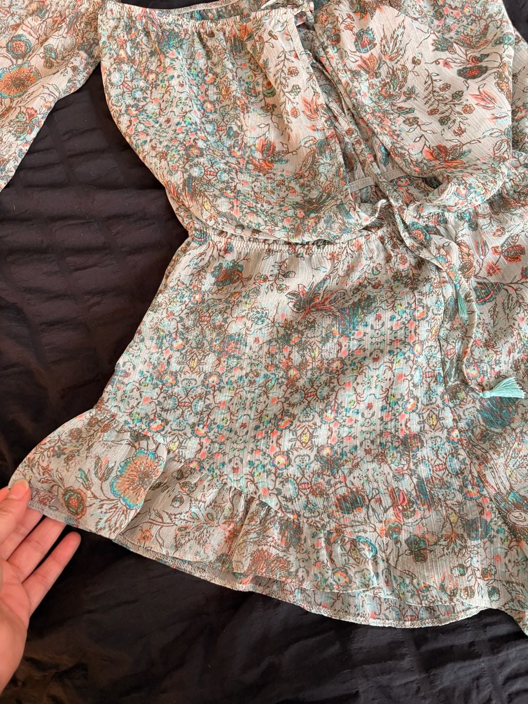 Victoria's Secret Romper Size XS Bell Sleeve Boho Y2KFestival Metallic Sheer 10