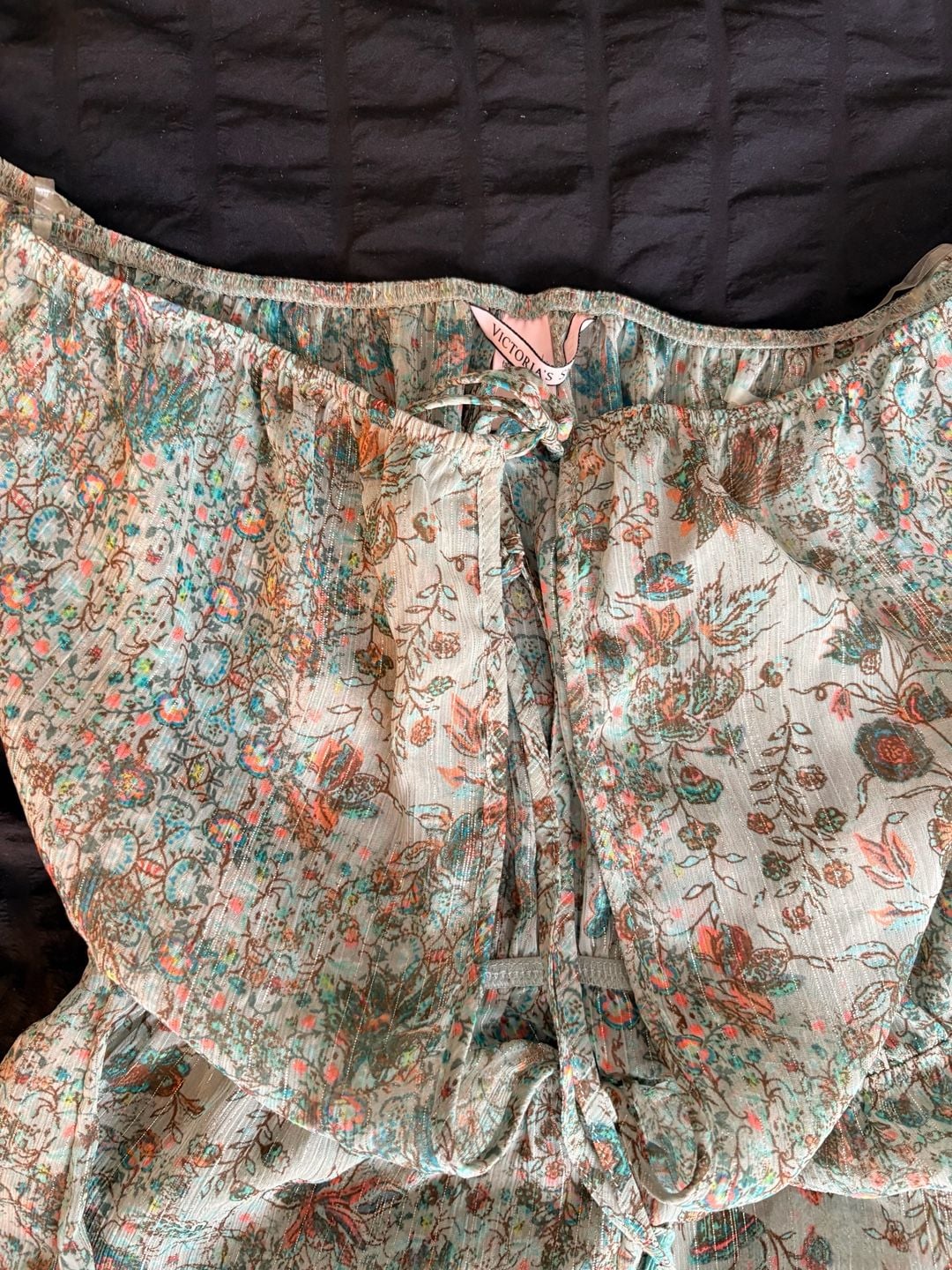 Victoria's Secret Romper Size XS Bell Sleeve Boho Y2KFestival Metallic Sheer 13
