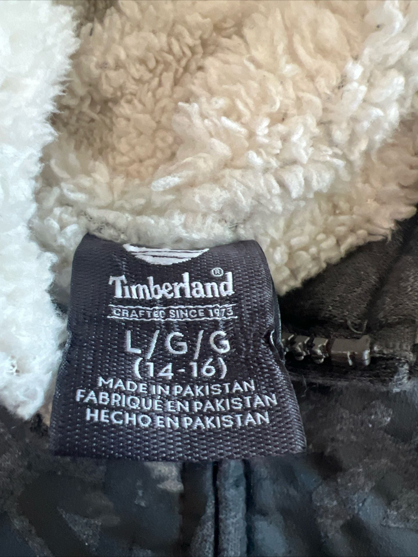 Timberland Full-Zip Boys Hoodie Size L 14-16 Gray Sherpa Lined 7