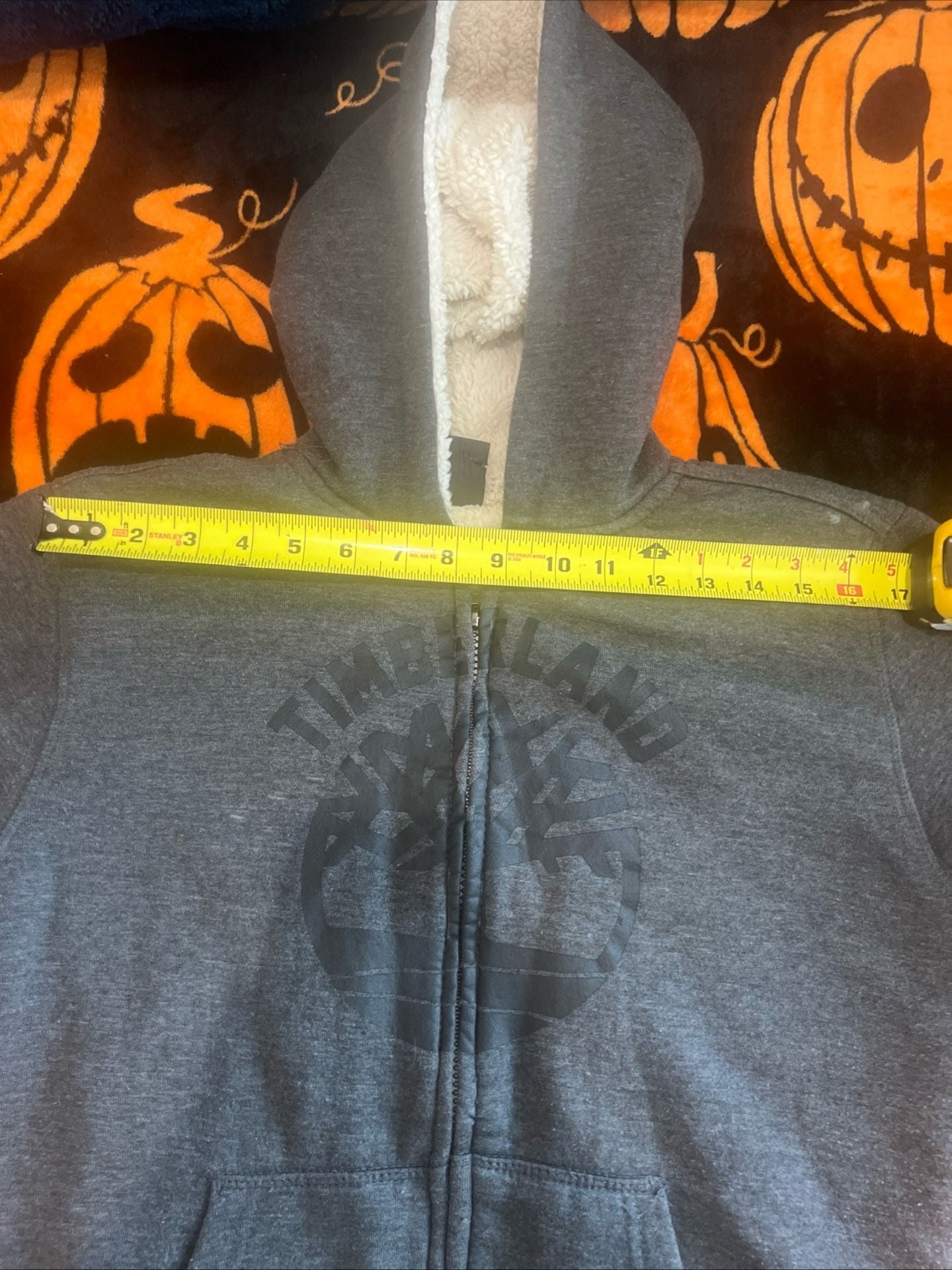 Timberland Full-Zip Boys Hoodie Size L 14-16 Gray Sherpa Lined 9