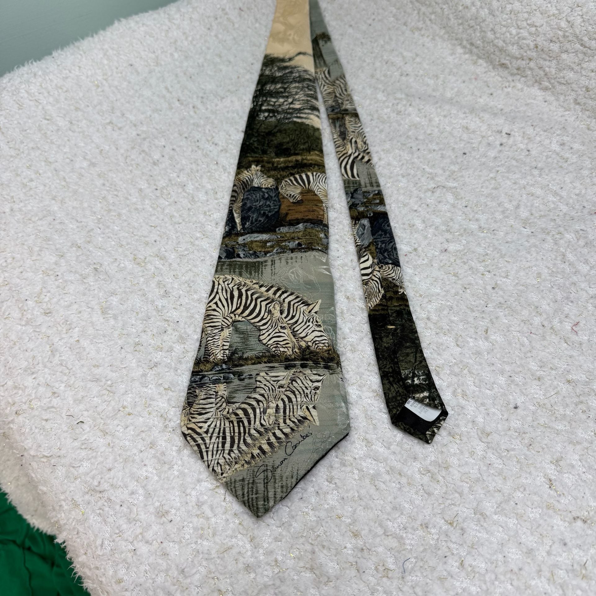 Endangered Species Simon Combes Zebras Silk Necktie 7