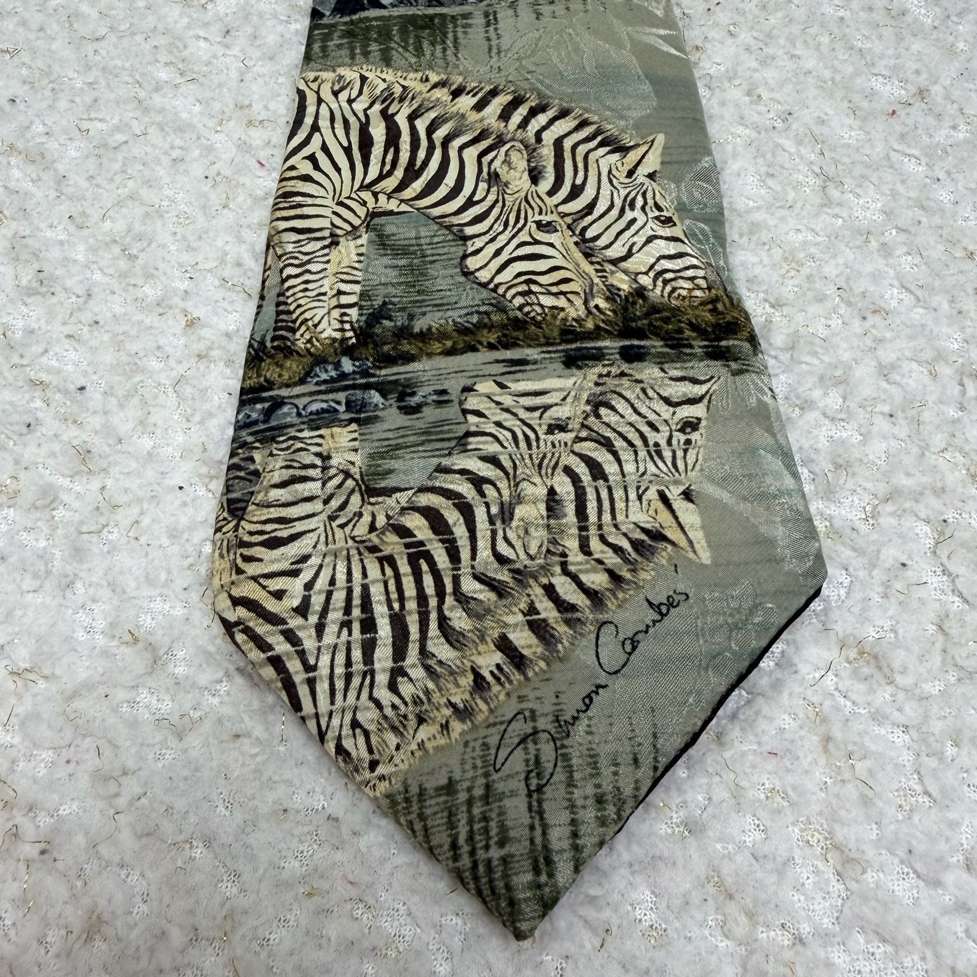 Endangered Species Simon Combes Zebras Silk Necktie 10