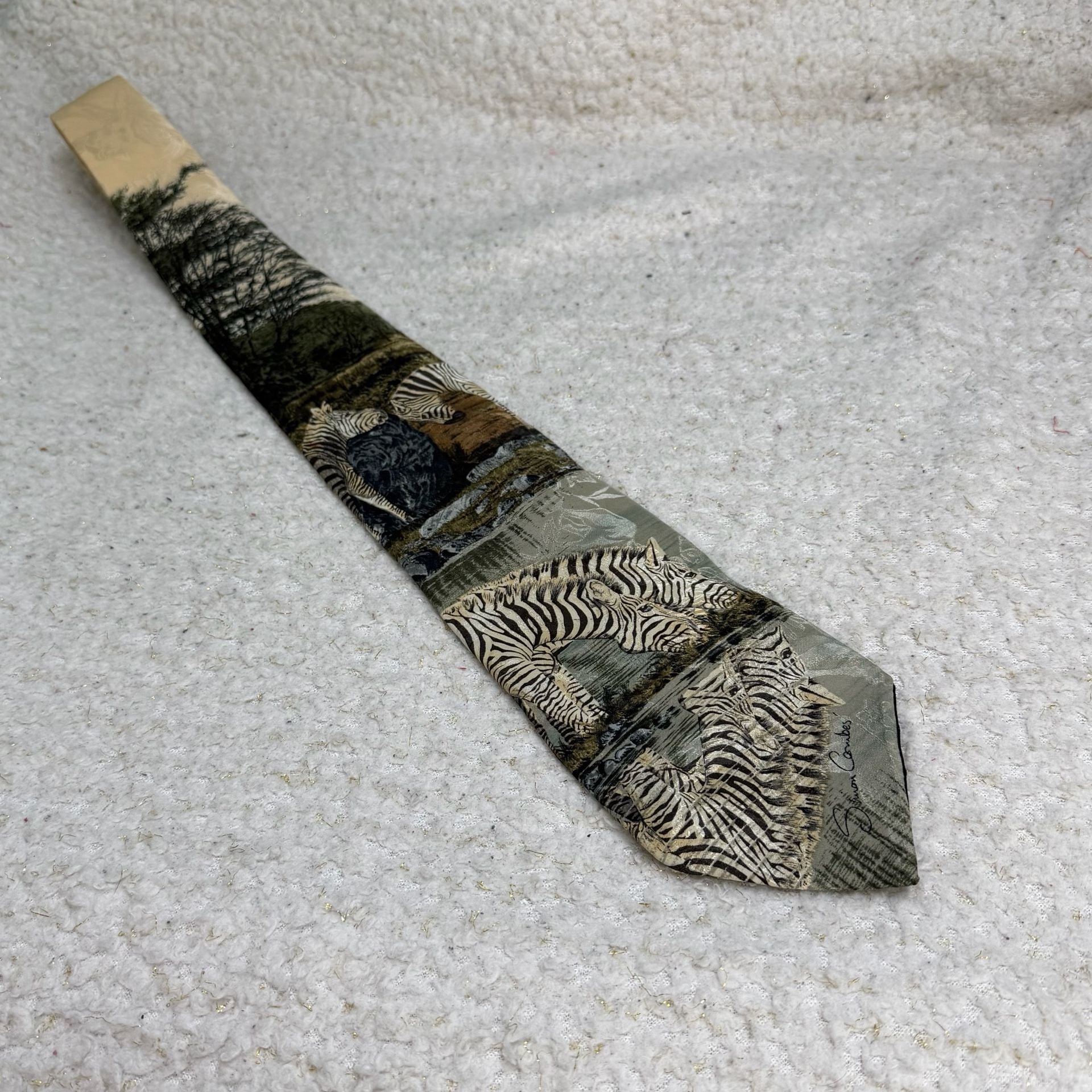 Endangered Species Simon Combes Zebras Silk Necktie 11