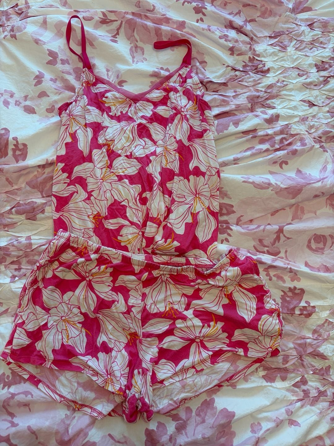 Stars Above Pajama Short Set Size S Pink Floral Beautifully Soft 1