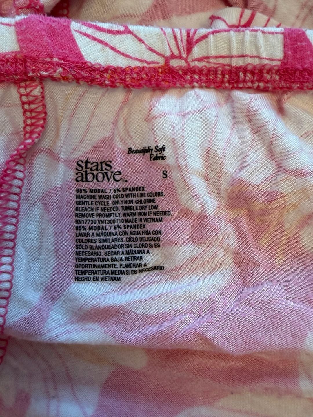 Stars Above Pajama Short Set Size S Pink Floral Beautifully Soft 2