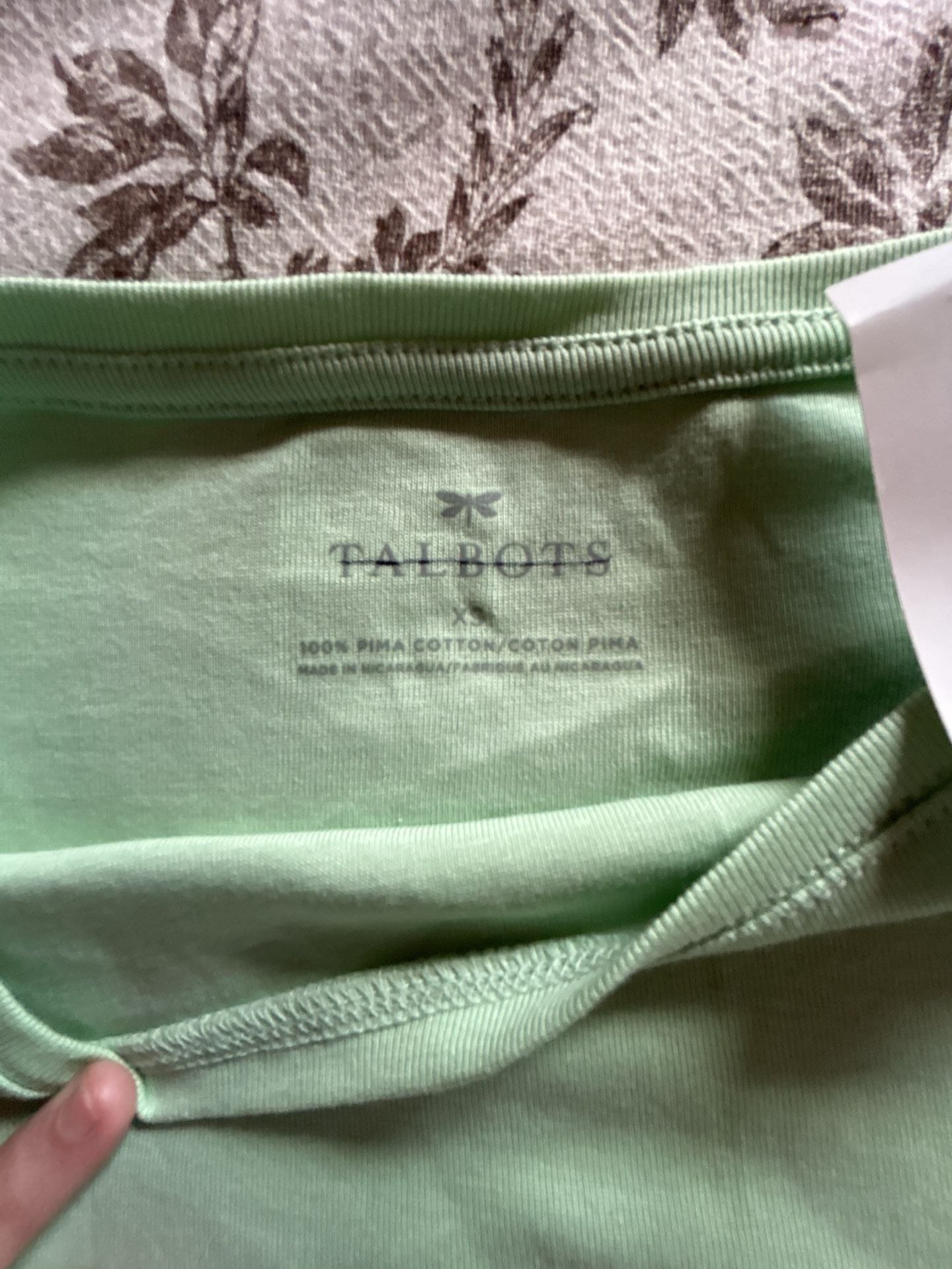 Talbots 3/4 Sleeve T-Shirt Size XS mint Green Pima Cotton 4
