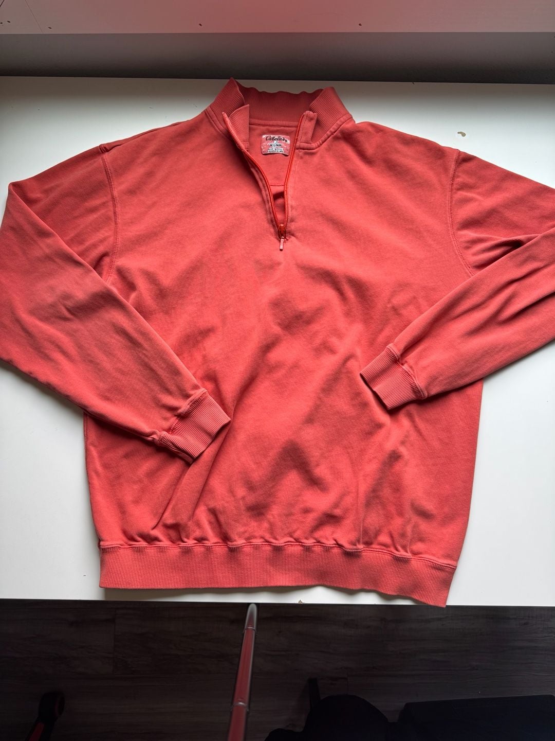 Cabelas 1/4 Zip Sweatshirt Size L/G Red Cotton 2