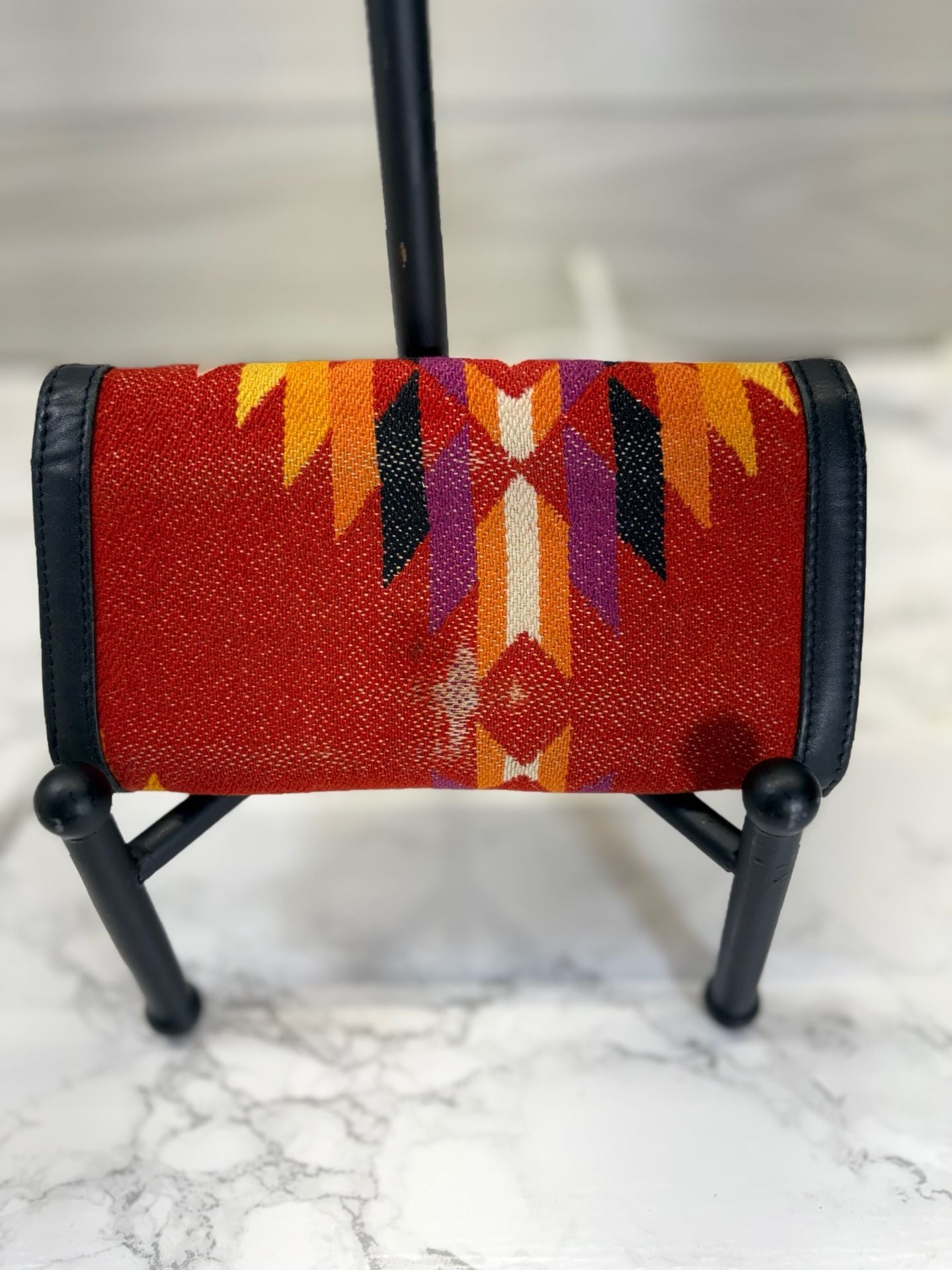 Southwestern Wool & Leather Long Wallet Red Multi 3