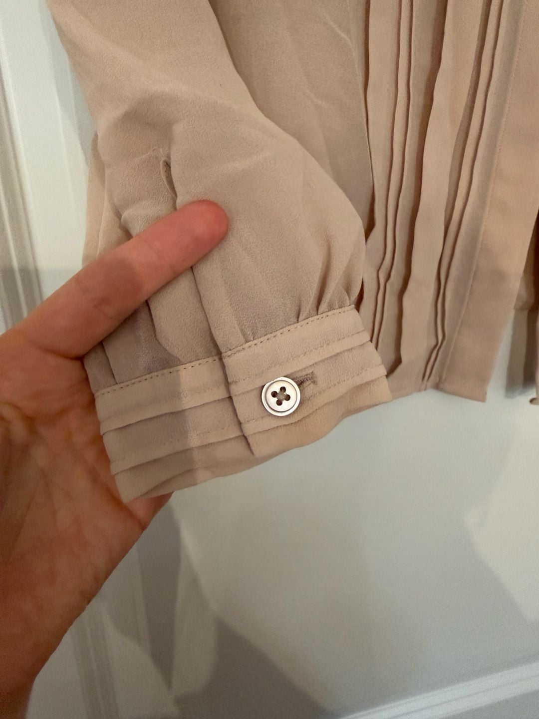Ann Taylor Loft Pleated Button Front Blouse Size S Pink Long Sleeve 5