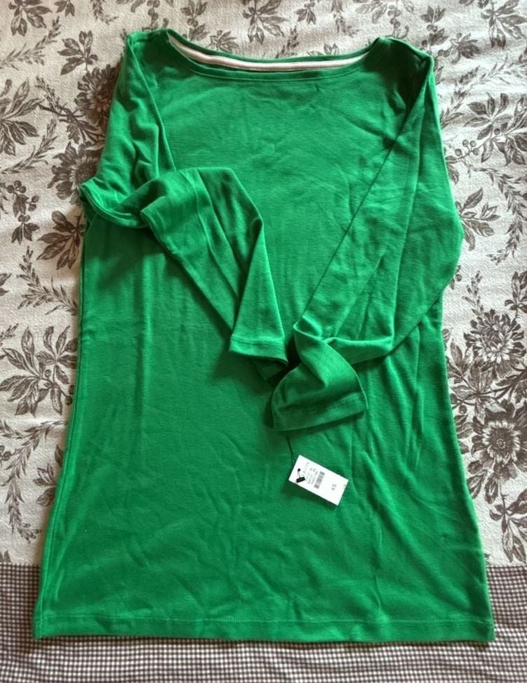 Talbots The Talbots Tee Size XS Green Pima Cotton 3/4 Sleeve Top 2