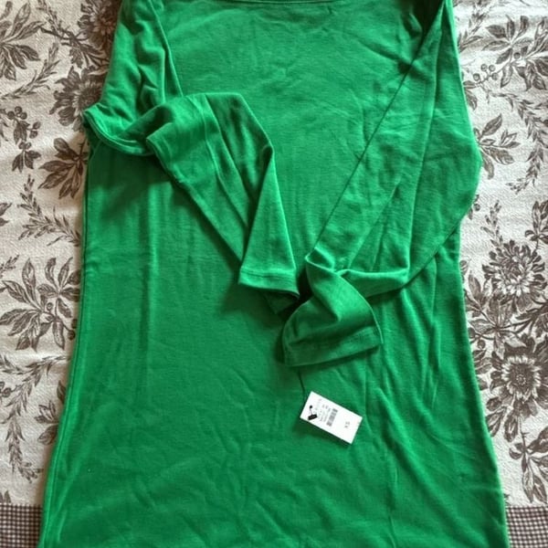 Talbots The Talbots Tee Size XS Green Pima Cotton 3/4 Sleeve Top