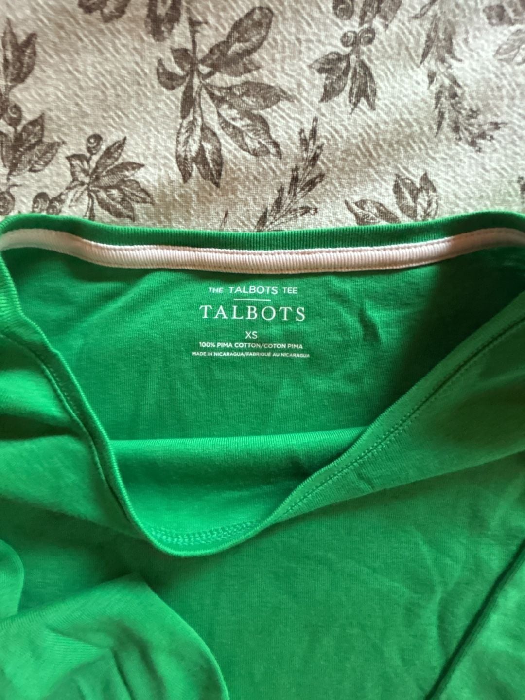 Talbots The Talbots Tee Size XS Green Pima Cotton 3/4 Sleeve Top 4