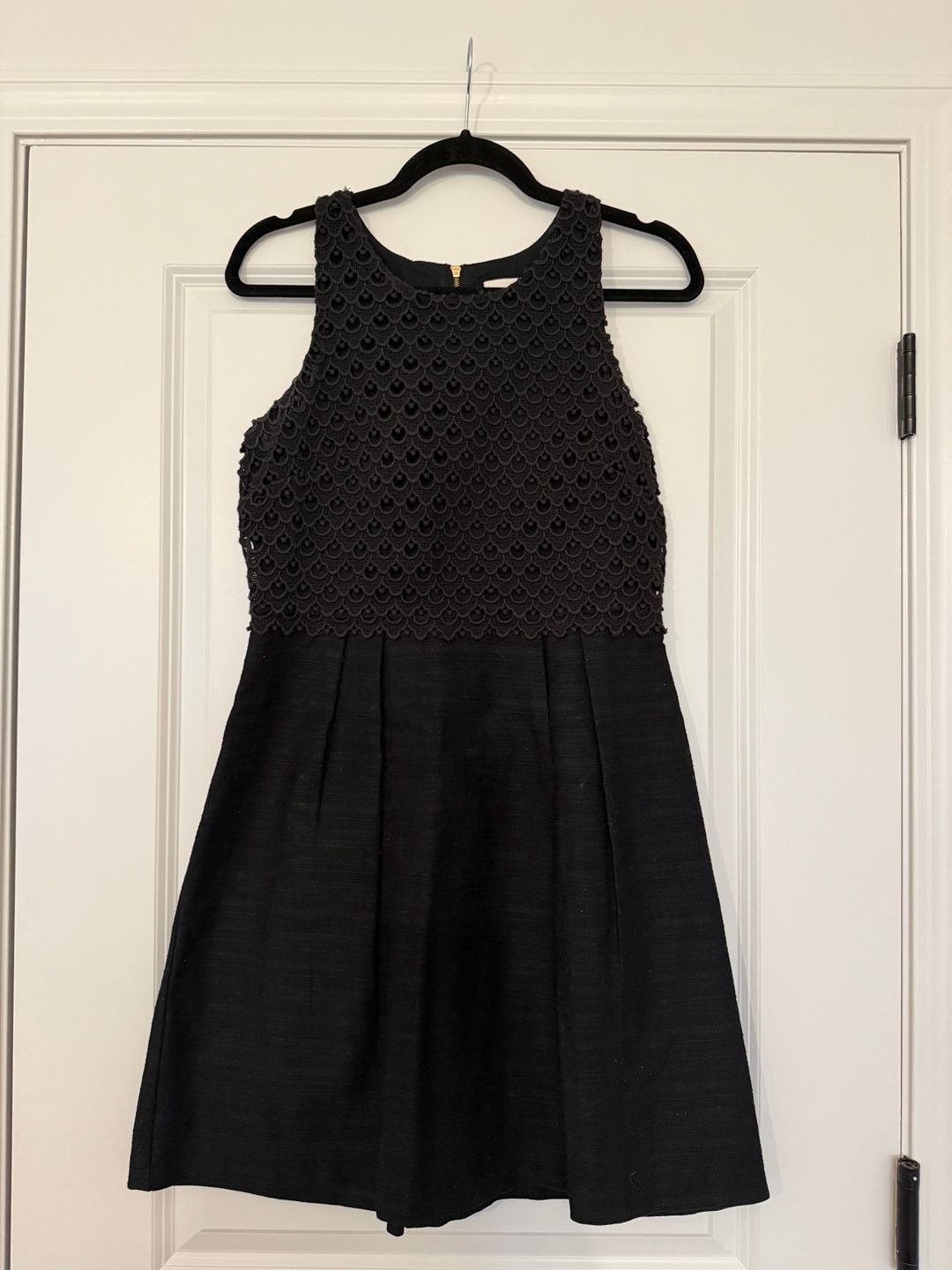 LOFT Sleeveless Dress Size 2 Black Crochet Top Fit and Flare Mini 2