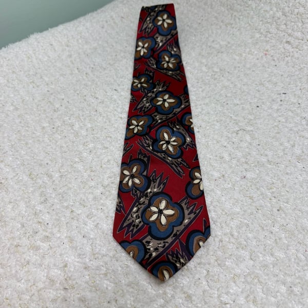 Pierre Balmain Silk Necktie Floral Red Blue