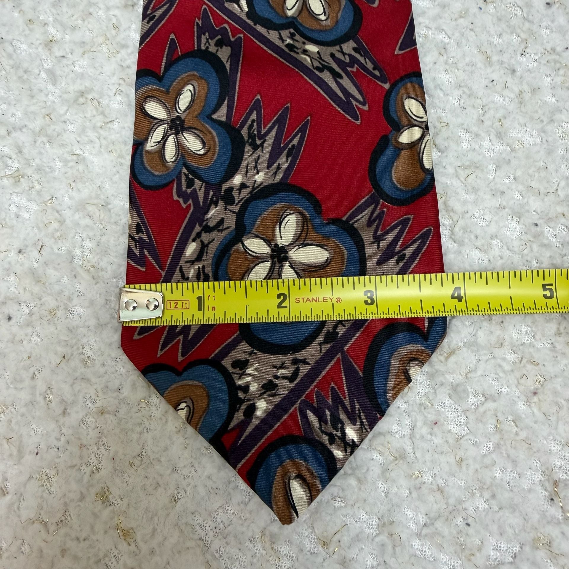 Pierre Balmain Silk Necktie Floral Red Blue 3