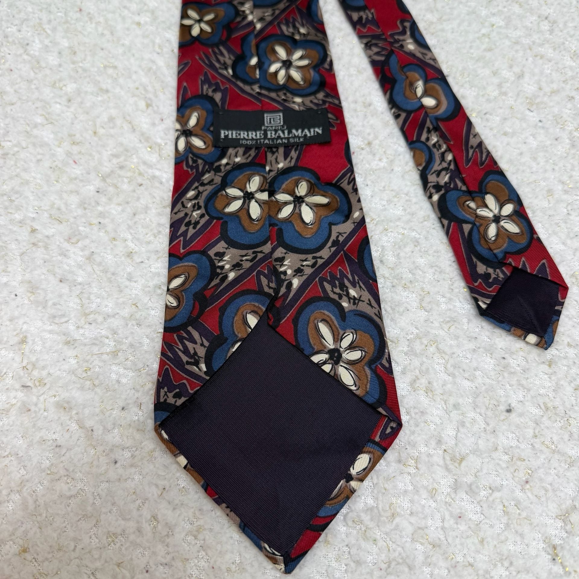 Pierre Balmain Silk Necktie Floral Red Blue 4