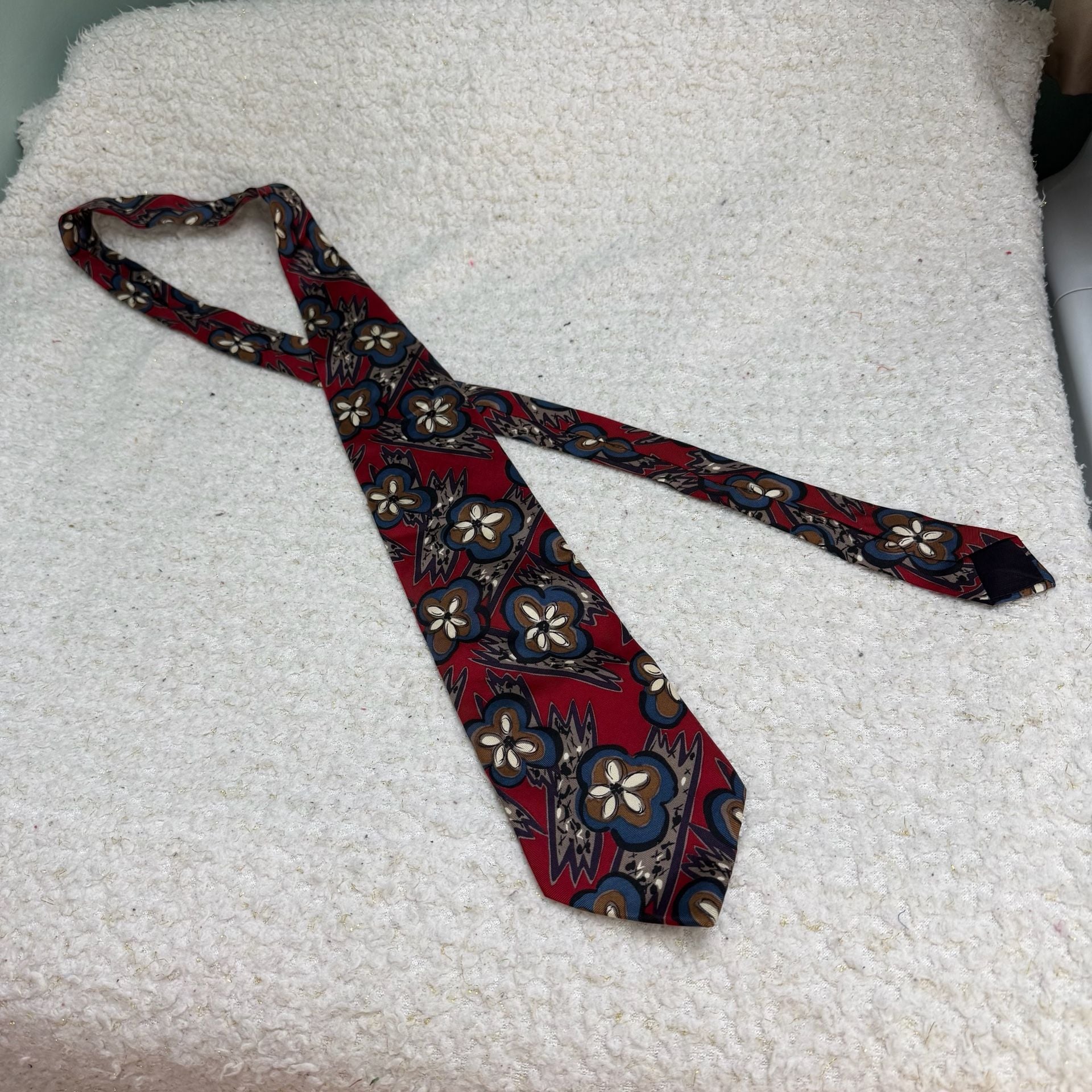 Pierre Balmain Silk Necktie Floral Red Blue 5