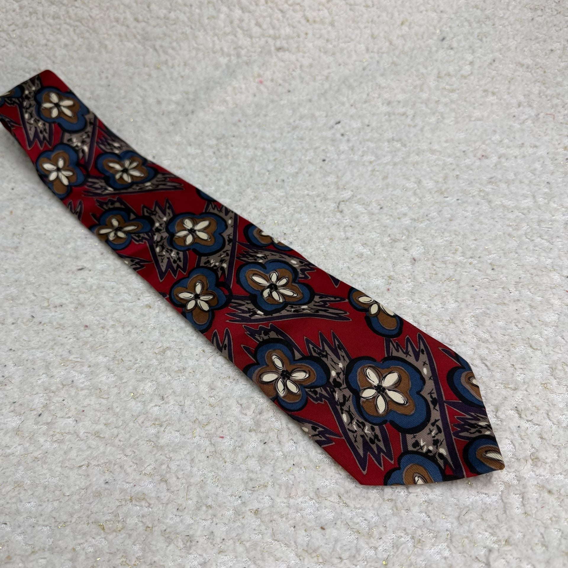 Pierre Balmain Silk Necktie Floral Red Blue 6