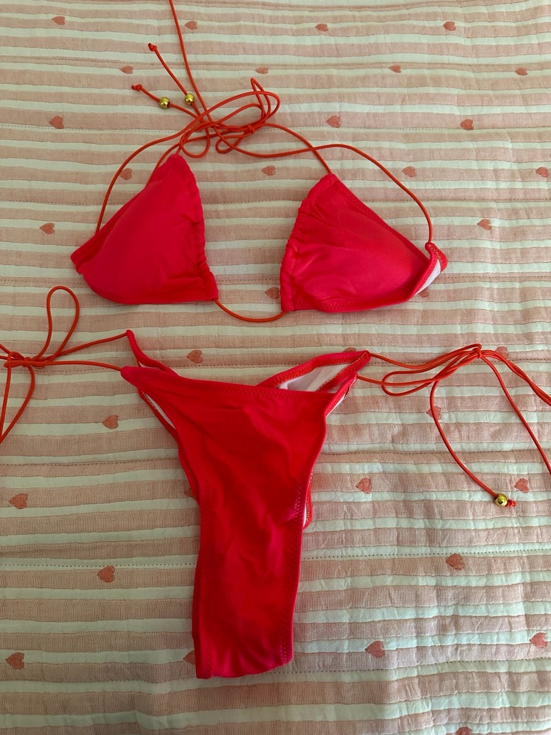 Bikini Set Halter Triangle Red Size M 1