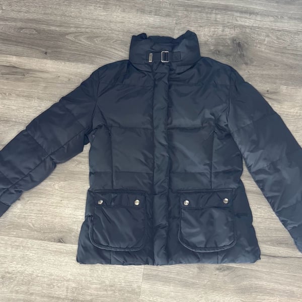 Guess Puffer Jacket Size S Black Fleece Lined Faux Down Winter Coat
