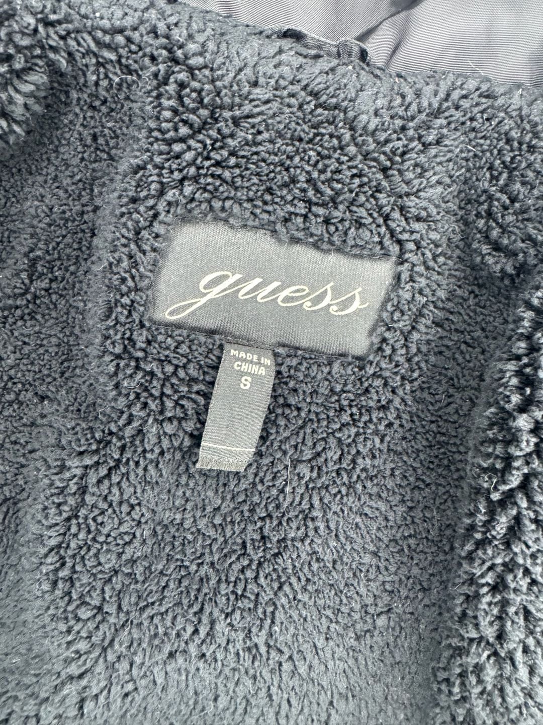 Guess Puffer Jacket Size S Black Fleece Lined Faux Down Winter Coat 7