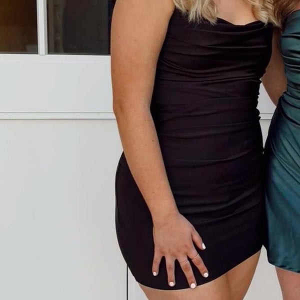 Windsor Black Ruched Mini Dress