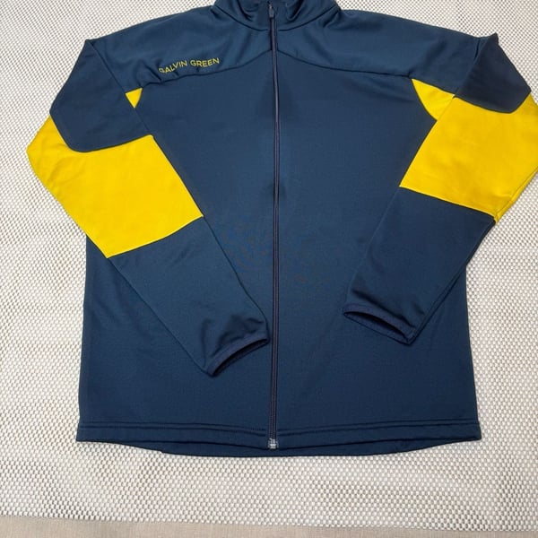 Galvin Green Men’s Full Zip Jacket Size M Navy Blue Yellow Golf