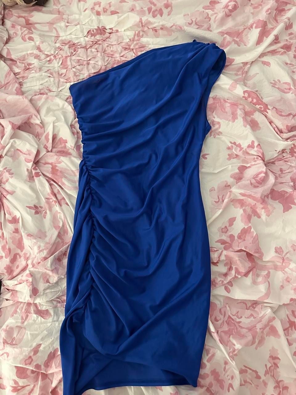 B. Darlin One Shoulder Ruched Bodycon Dress Size 5/6 Blue 3