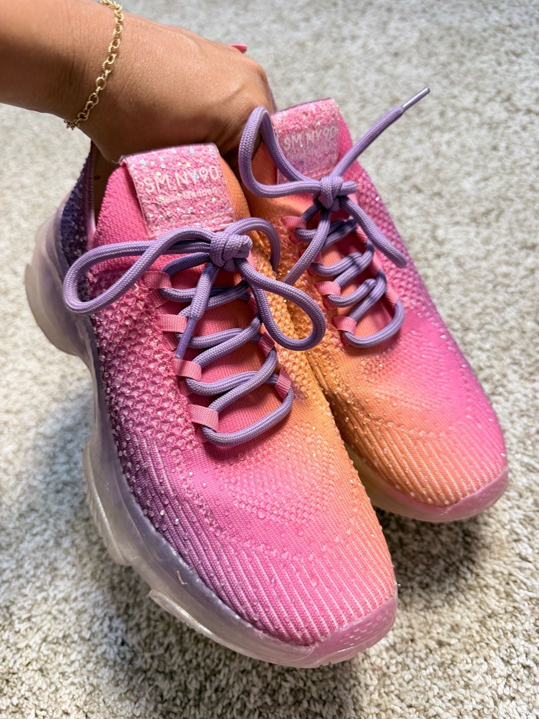 Steve Madden JMISS Size 5M Sunset Ombre Rhinestone Sneakers 7