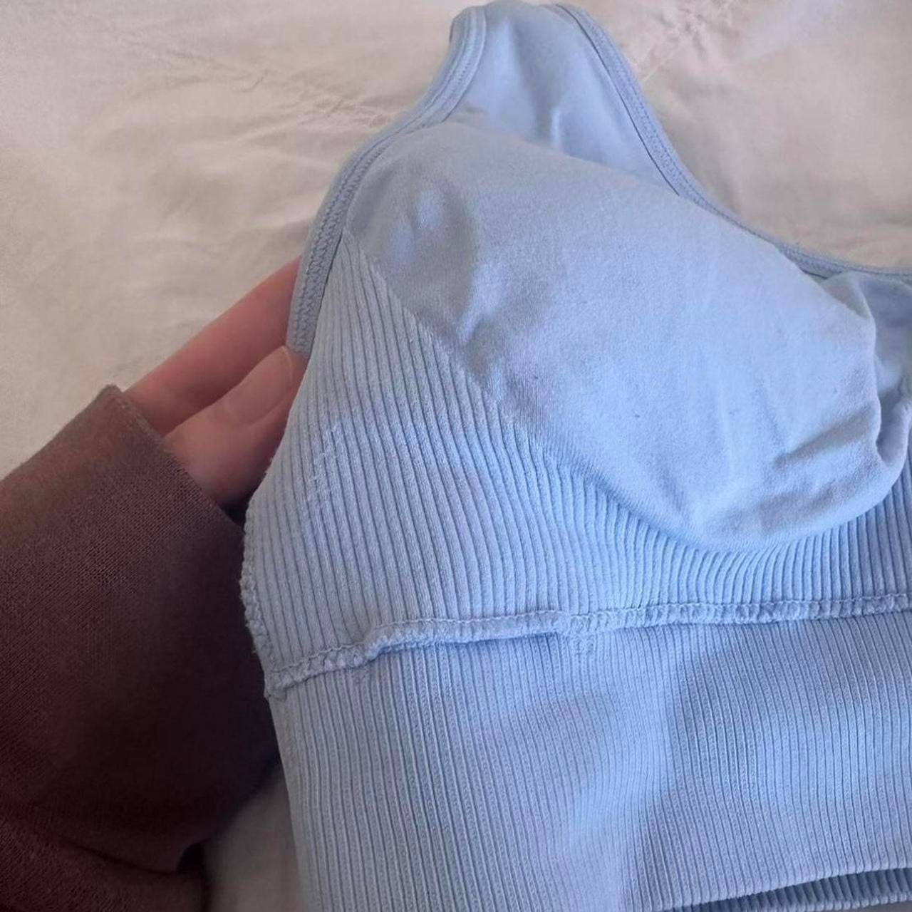 Aerie Seamless Ribbed Padded Sports Bra Light Blue 4