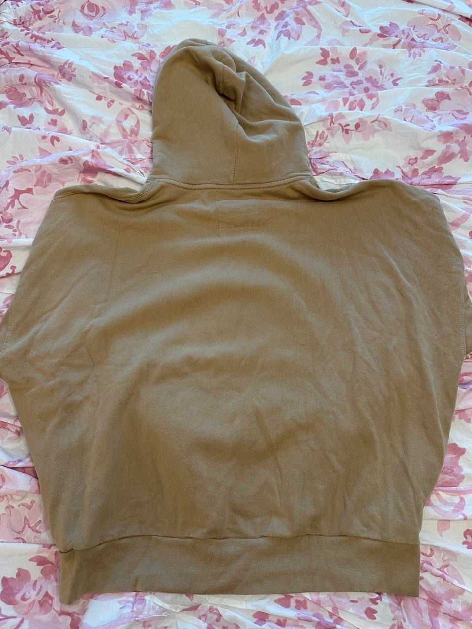 American Eagle Huggable Happy Face Hoodie Size L Keep Smiling Tan 4