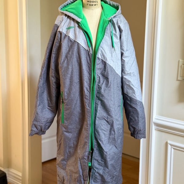 Speedo Swim Parka Fleece Lined Grey Green