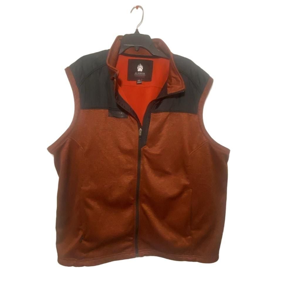 Alaskan Hardgear AKHG Men’s 3XL Fleece Vest Orange Black Full Zip Anti-Snag 2