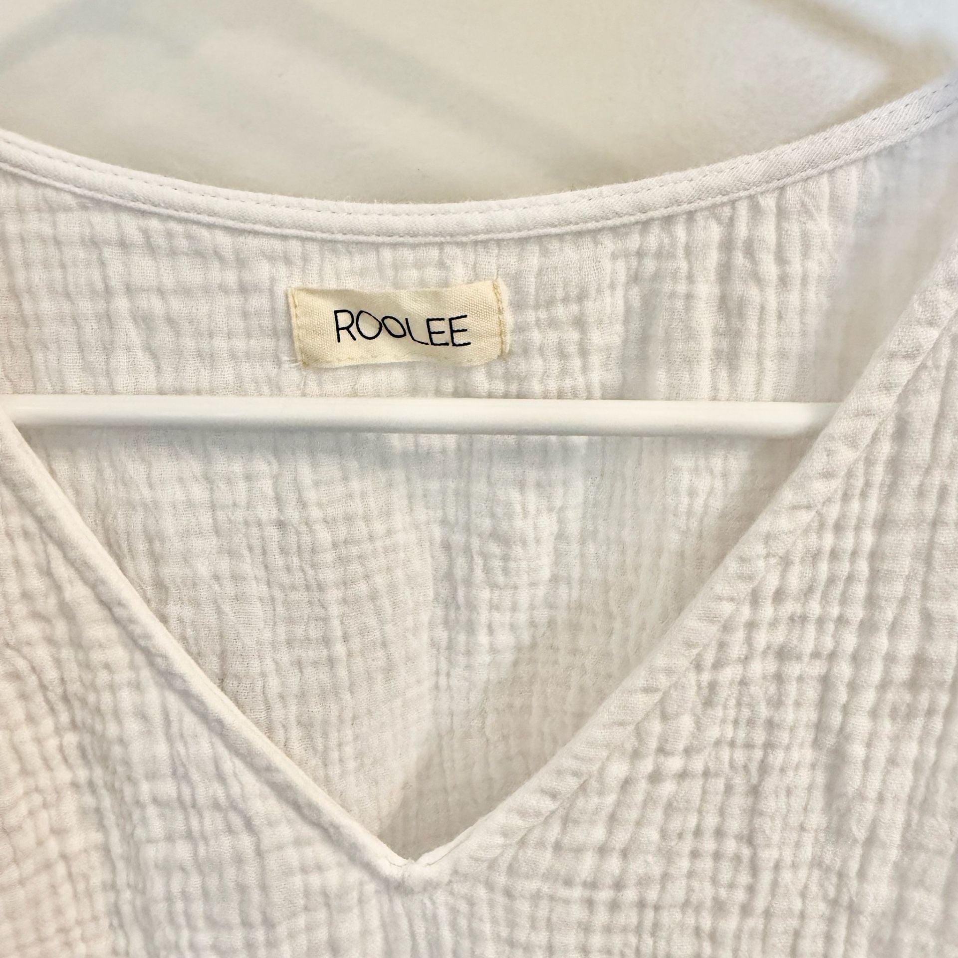 ROOLEE Shine Dress White muslin Cotton Size S Drawstring Pockets 3