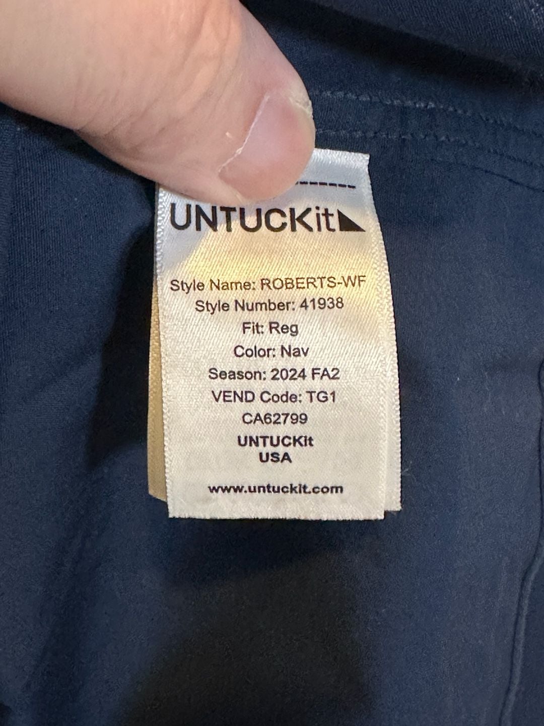 UNTUCKit Roberts-WF Shirt Size Large Blue Cotton Regular Fit 7