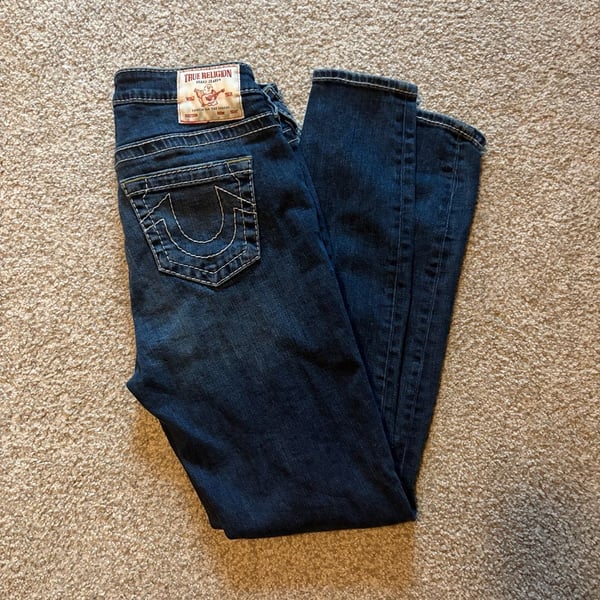 True Religion Jennie Curvy Mid Rise Super Skinny Jeans Size 28