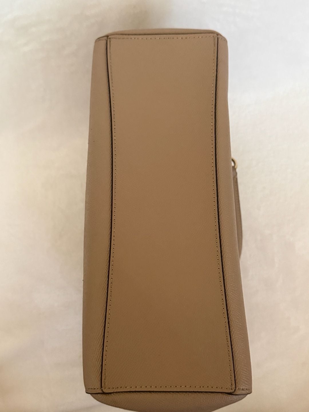 Coach Etta Carryall Crossgrain Leather Satchel Taupe Beige Gold Hardware + Crossbody Strap
6