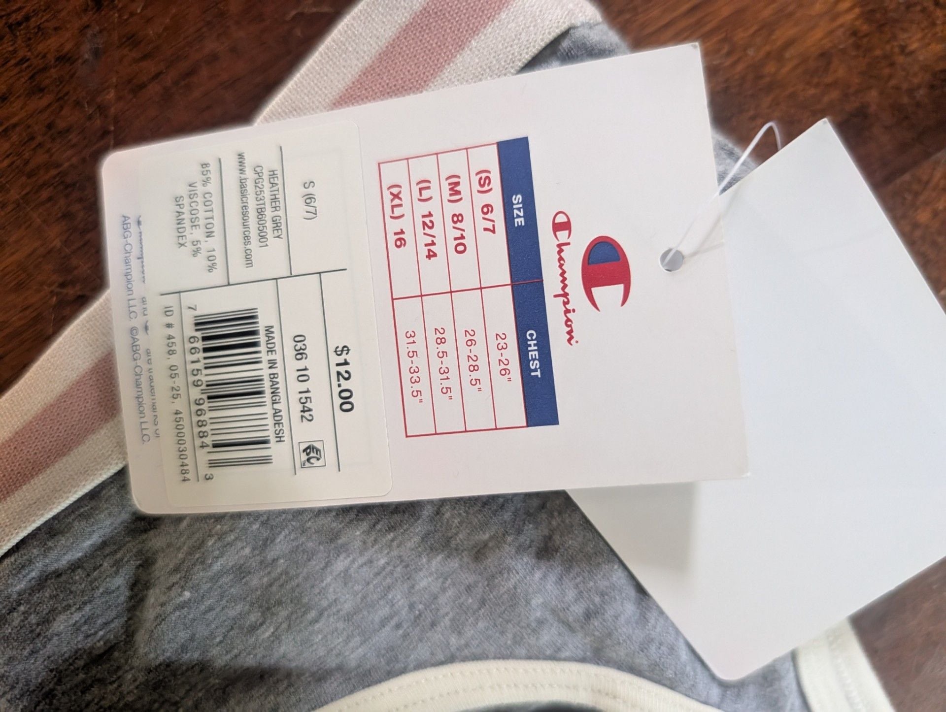 Champion Bralette Size S 6/7 Heather Grey Cotton 2