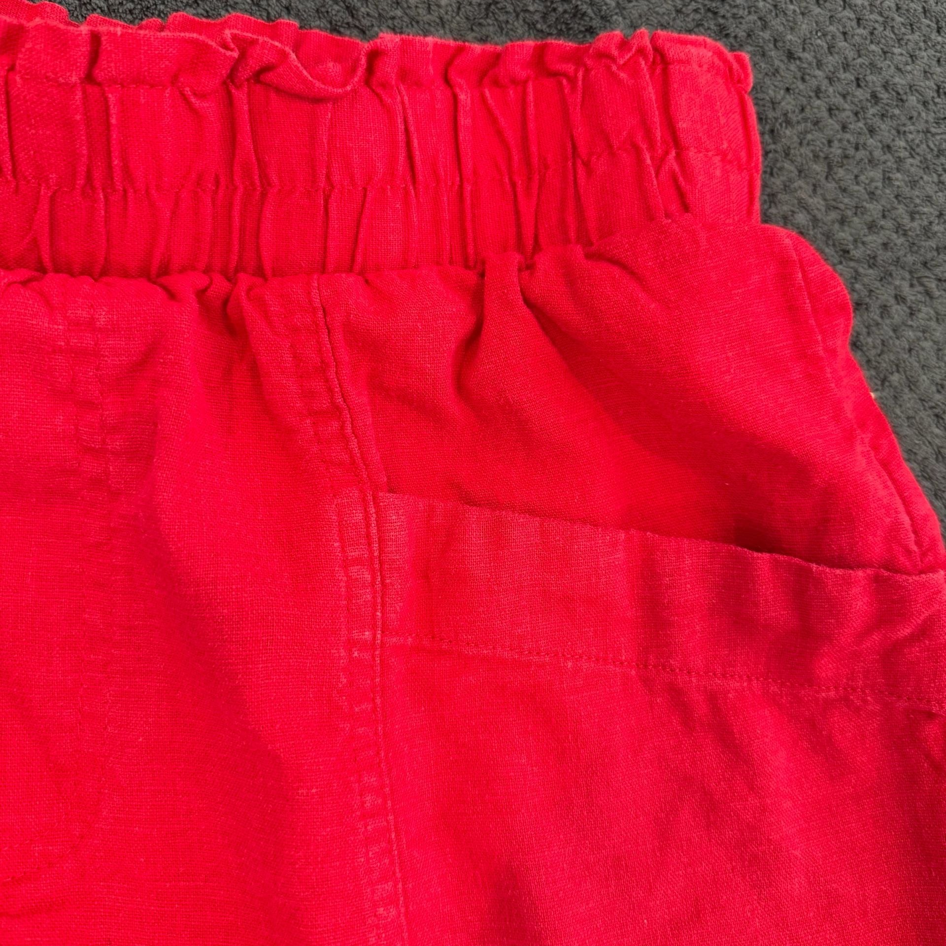 A New Day Linen Blend Shorts Size M Red Pull On Pockets 3