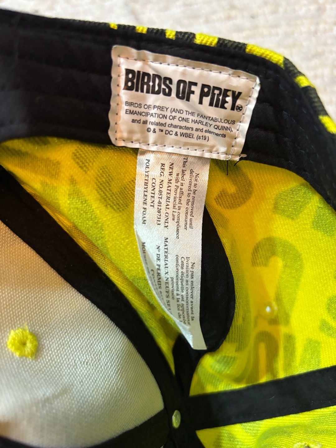 DC Comics Birds Of Prey Snapback Hat Yellow Caution Tape 1