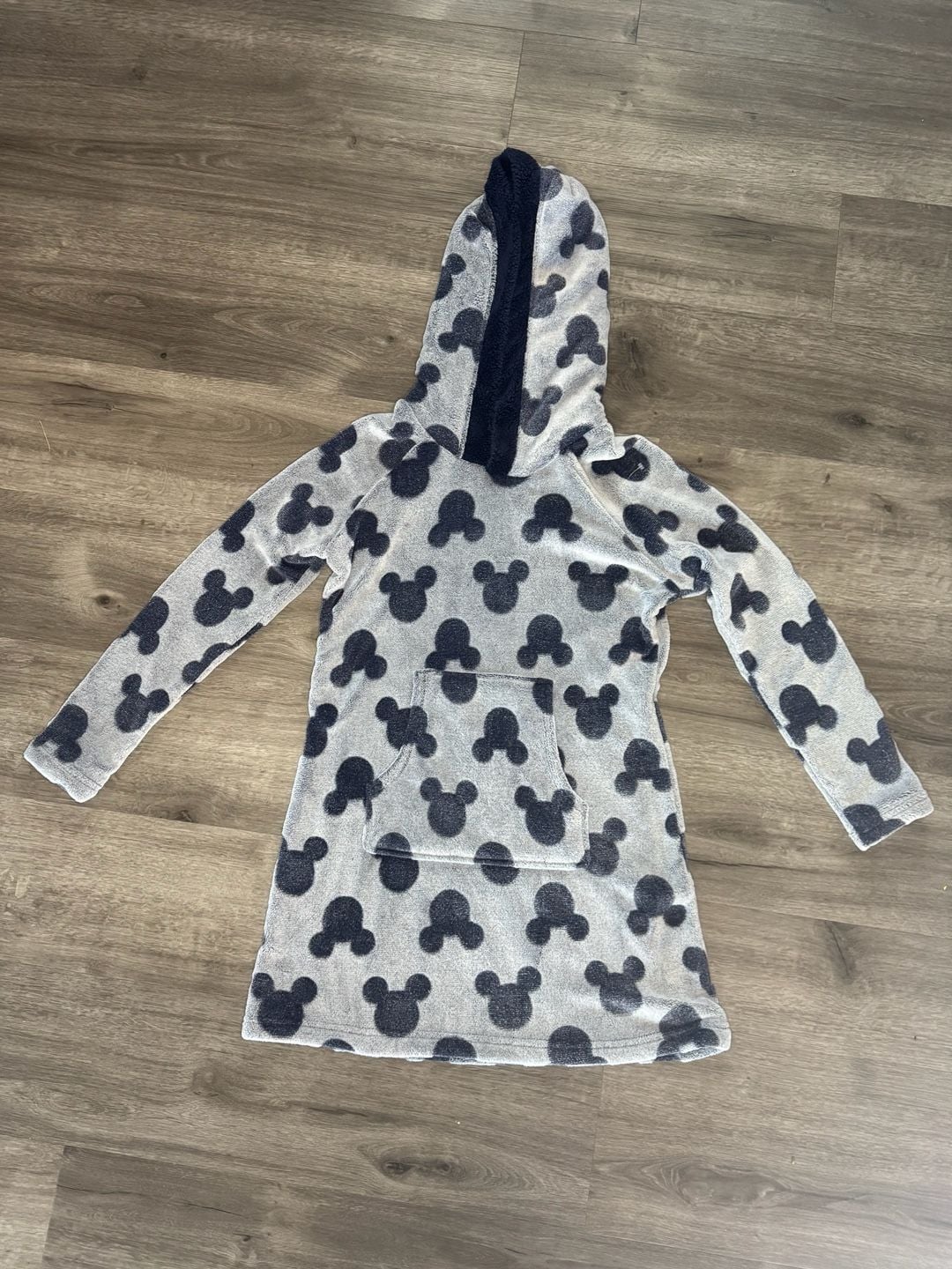 Disney Mickey Mouse Lounger Hoodie Size Small Grey Navy Blue Faux Fur 1