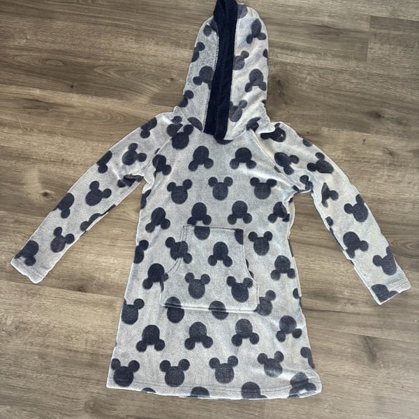 Disney Mickey Mouse Lounger Hoodie Size Small Grey Navy Blue Faux Fur