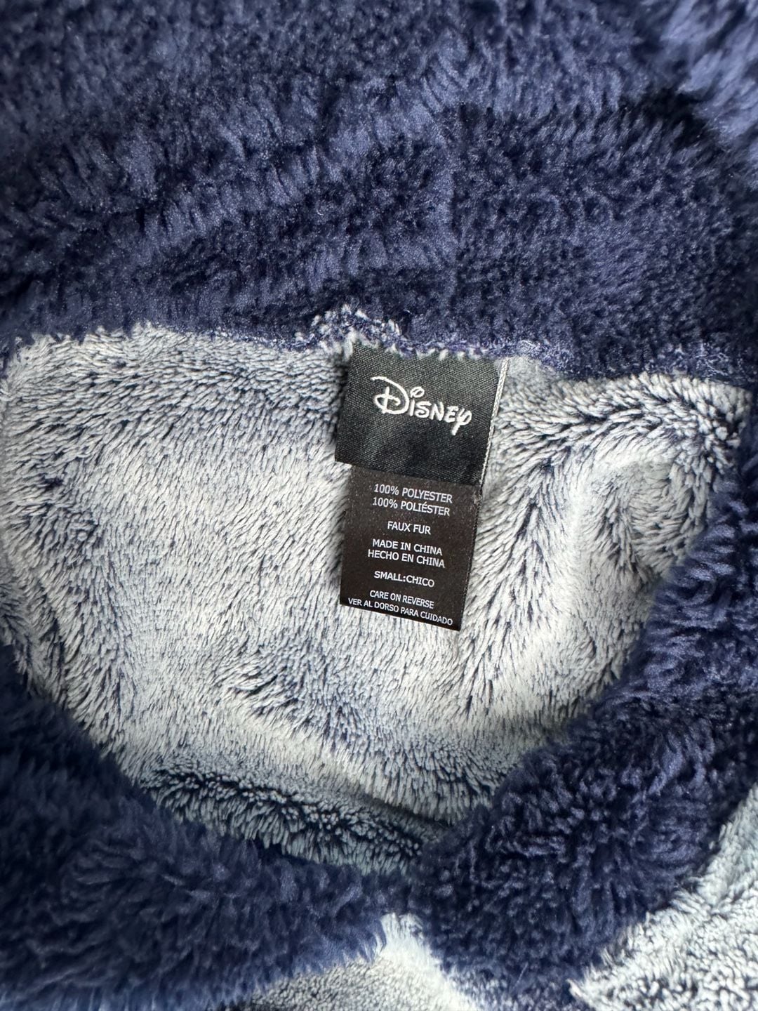 Disney Mickey Mouse Lounger Hoodie Size Small Grey Navy Blue Faux Fur 3