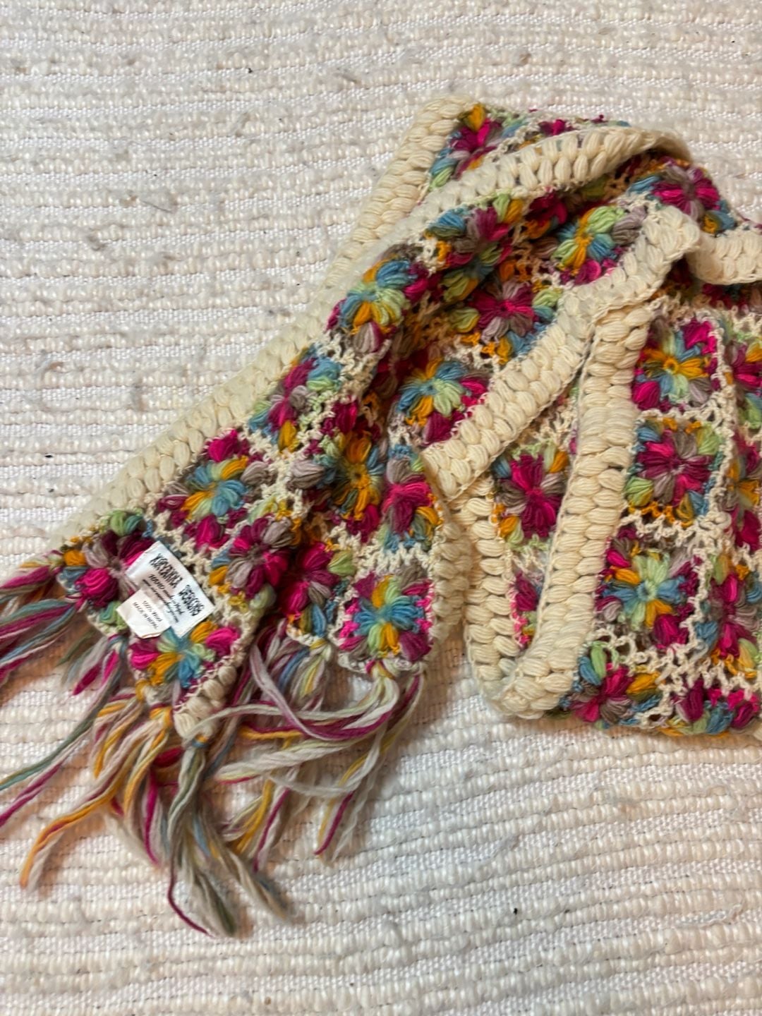 Nirvanna Designs Granny Square Wool Scarf Multicolor Hand Made 4
