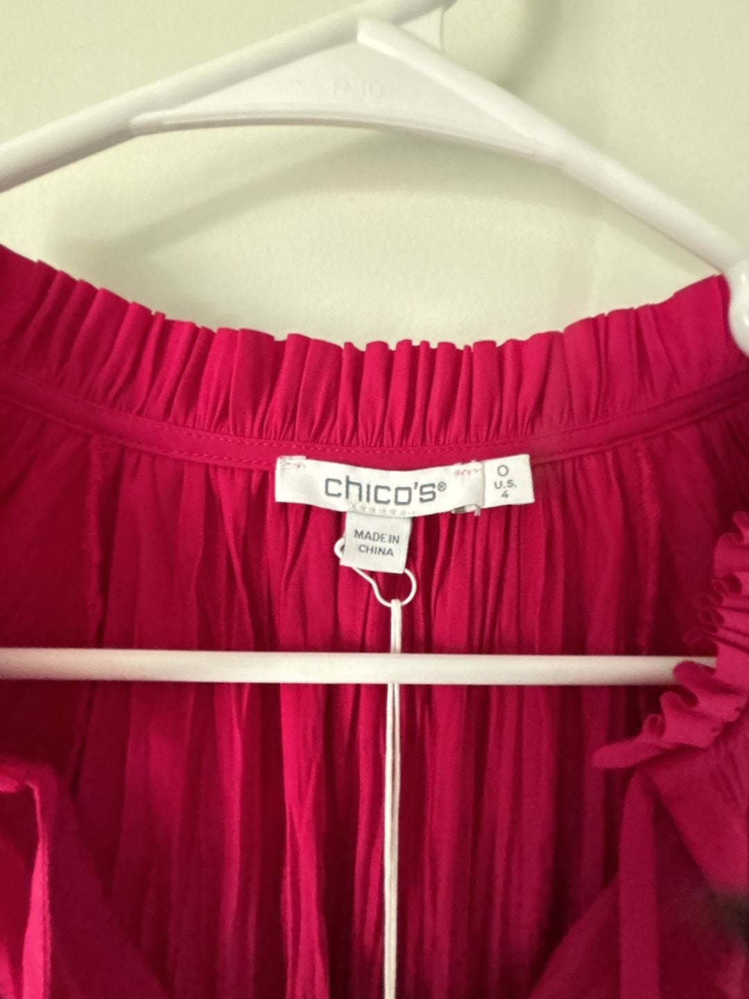 Chico's Sea Island Poly Blouse Size 0 Botanic Berry Solid Ruffle 3