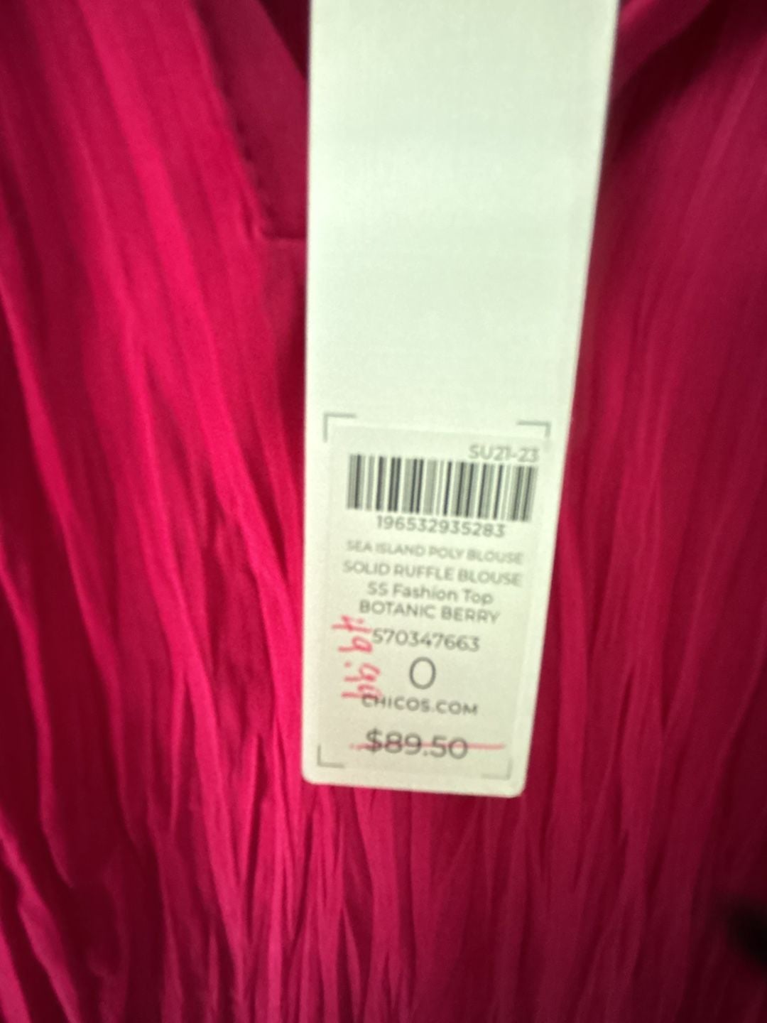 Chico's Sea Island Poly Blouse Size 0 Botanic Berry Solid Ruffle 4