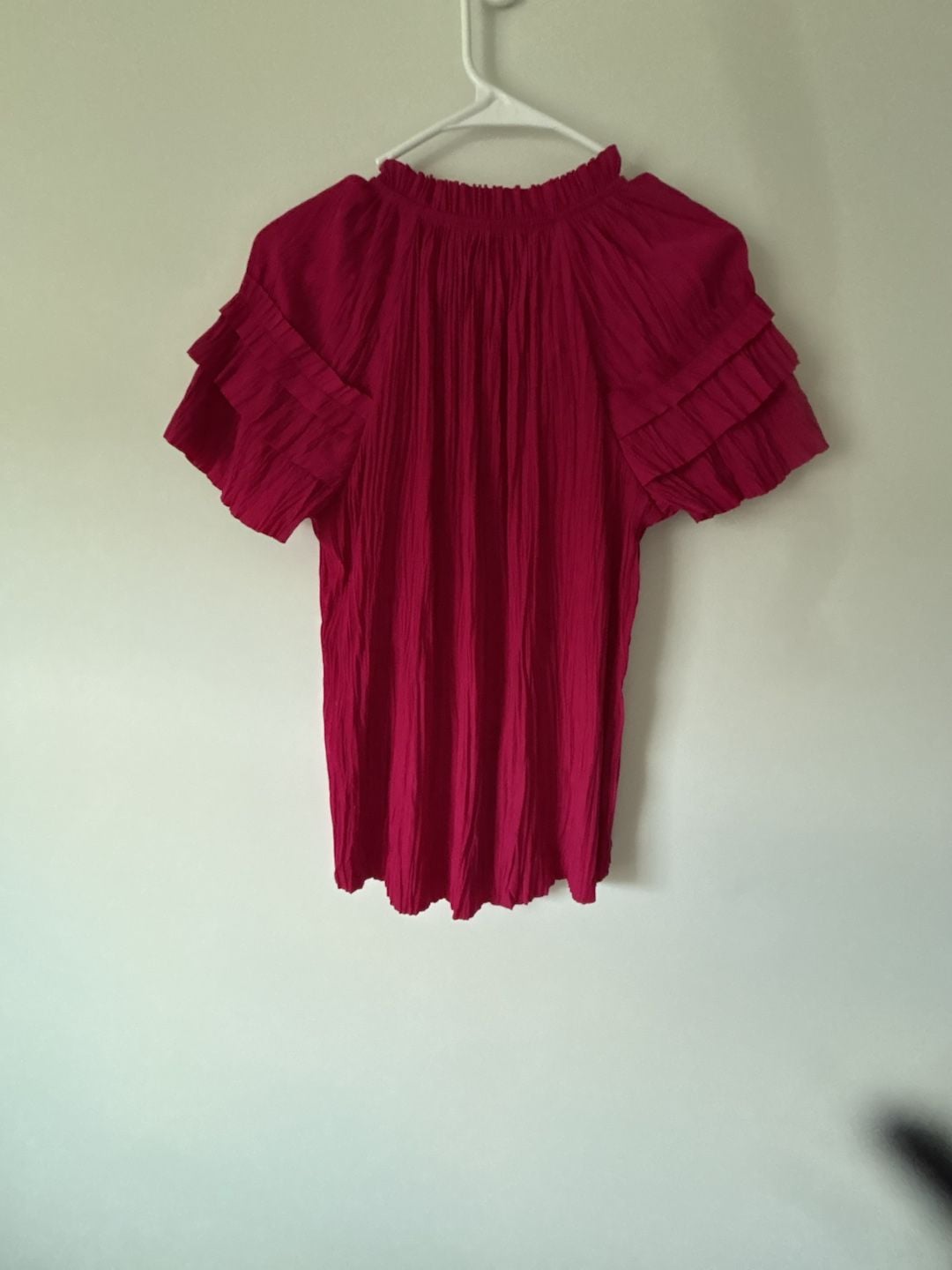 Chico's Solid Ruffle Blouse Size 0 US 4 Botanic Berry Poly 5